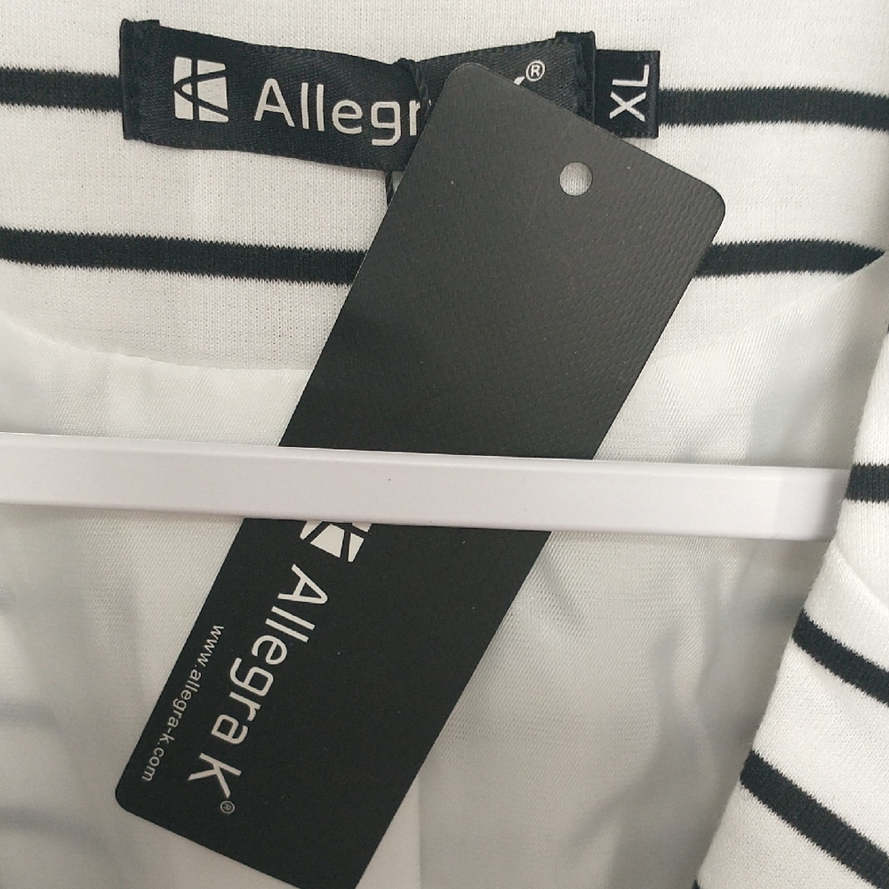 Allegra K White and Black Striped Blazer - Picture 2 of 6